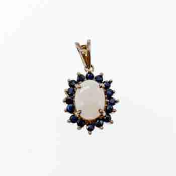 Sky Jewelry Серебряный кулон 925 пробы с Опалом  и Сапфирами