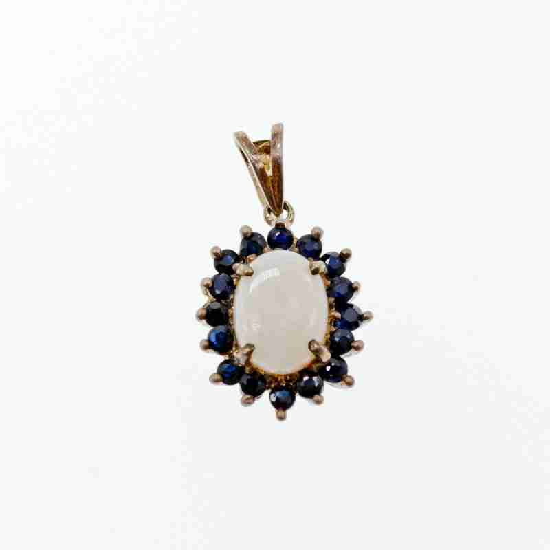 Sky Jewelry Серебряный кулон 925 пробы с Опалом  и Сапфирами
