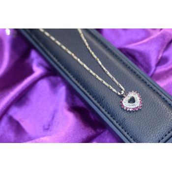 Sky Jewelry Серебряная цепочка с кулоном камень Рубеллит и фианиты Italy