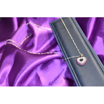 Sky Jewelry Серебряная цепочка с кулоном камень Рубеллит и фианиты Italy