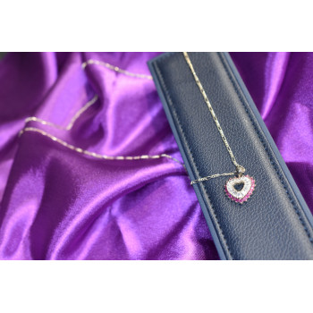 Sky Jewelry Серебряная цепочка с кулоном камень Рубеллит и фианиты Italy