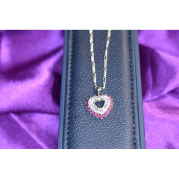 Sky Jewelry Серебряная цепочка с кулоном камень Рубеллит и фианиты Italy