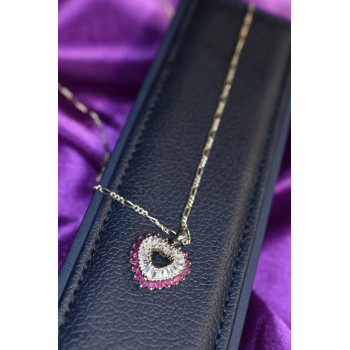 Sky Jewelry Серебряная цепочка с кулоном камень Рубеллит и фианиты Italy