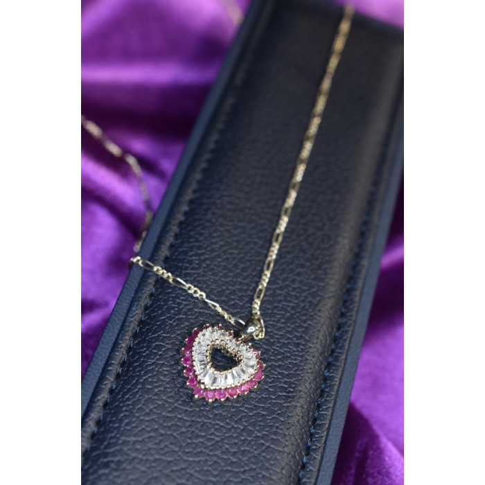 Sky Jewelry Серебряная цепочка с кулоном камень Рубеллит и фианиты Italy