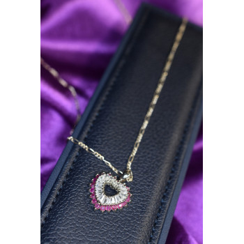 Sky Jewelry Серебряная цепочка с кулоном камень Рубеллит и фианиты Italy