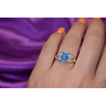 Sky Jewelry Серебряное кольцо с голубым Топазом