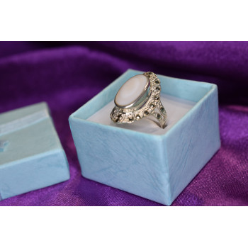 Sky Jewelry Серебряное кольцо 925 пробы с Перламутром и камнями Морион