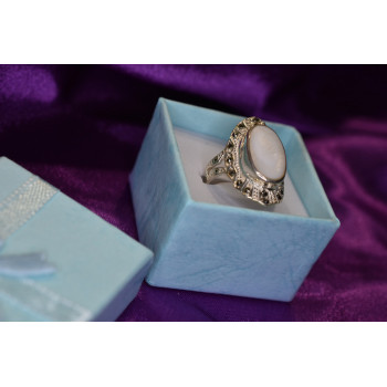 Sky Jewelry Серебряное кольцо 925 пробы с Перламутром и камнями Морион