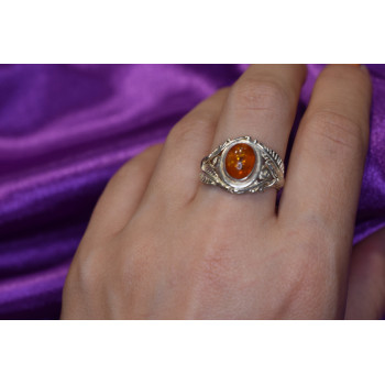 Sky Jewelry Серебряное кольцо  с Янтарем