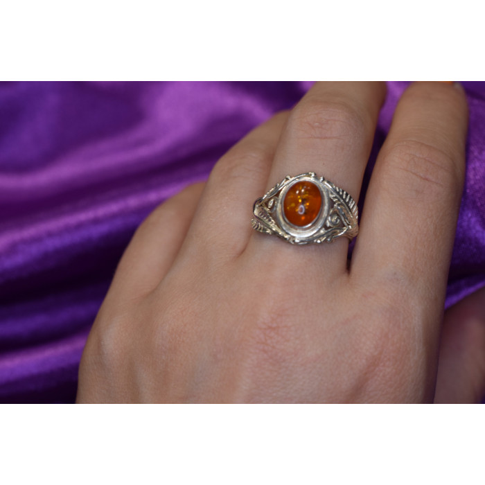 Sky Jewelry Серебряное кольцо  с Янтарем