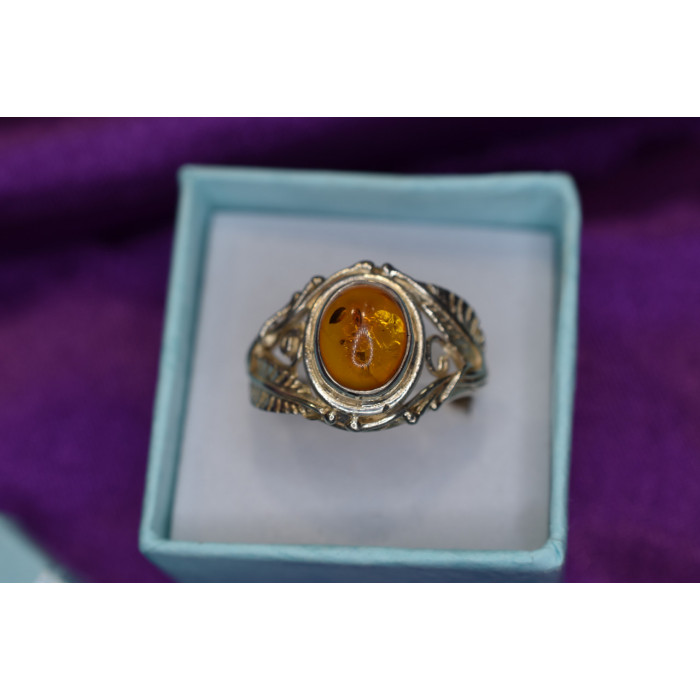Sky Jewelry Серебряное кольцо  с Янтарем