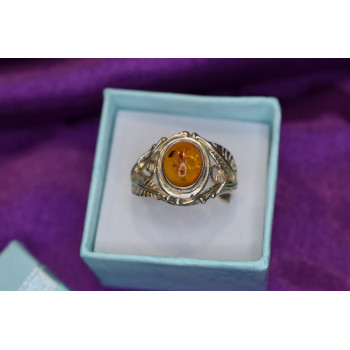 Sky Jewelry Серебряное кольцо  с Янтарем