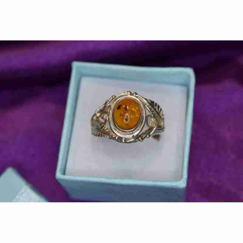 Sky Jewelry Серебряное кольцо  с Янтарем