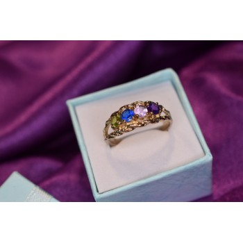 Sky Jewelry Серебряное кольцо с камнями Демантоид, Турмалин Параиба, Шпинель и Аметист