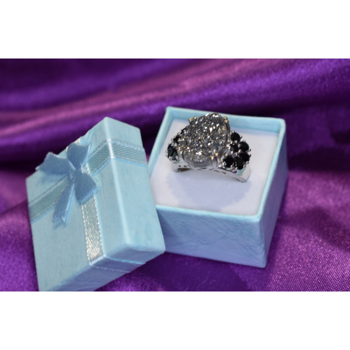 Sky Jewelry Серебряное кольцо с Марказитом и Черным Агатом