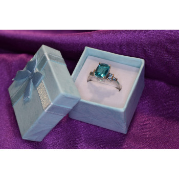 Sky Jewelry Серебряное кольцо с Аквамарином и камнями Турмалин Параиба