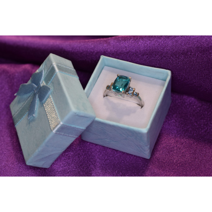 Sky Jewelry Серебряное кольцо с Аквамарином и камнями Турмалин Параиба