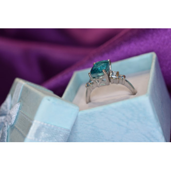 Sky Jewelry Серебряное кольцо с Аквамарином и камнями Турмалин Параиба