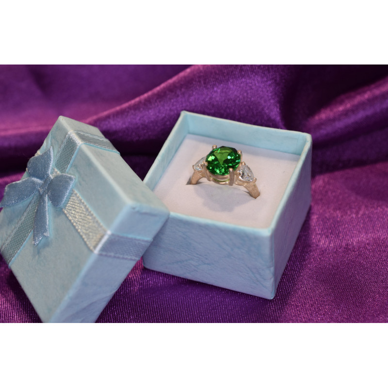 Sky Jewelry Серебряное кольцо с Изумрудом и фианитами