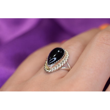 Sky Jewelry Винтажное Серебряное кольцо с  Черным Нефритом