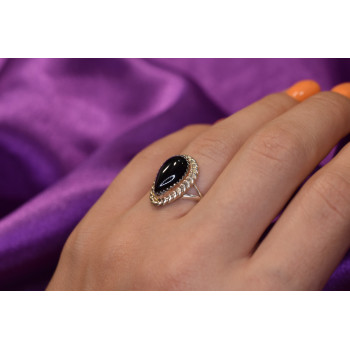 Sky Jewelry Винтажное Серебряное кольцо с  Черным Нефритом