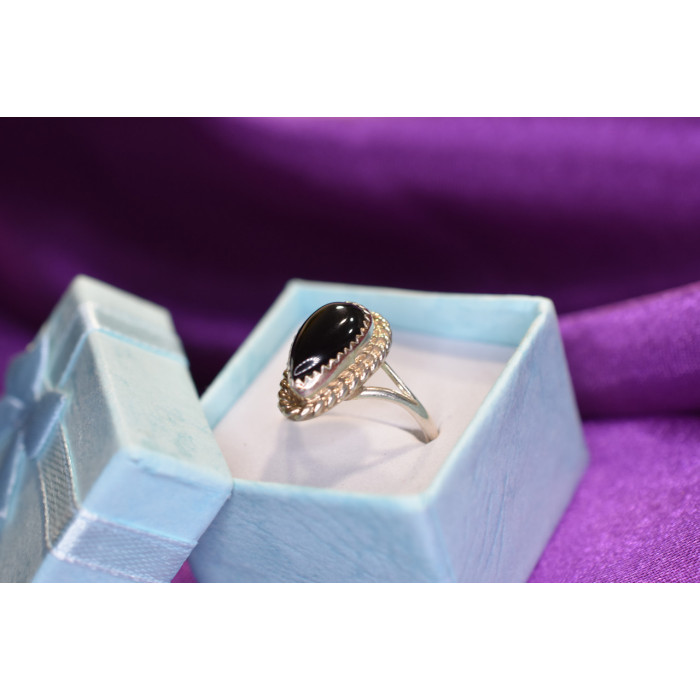 Sky Jewelry Винтажное Серебряное кольцо с  Черным Нефритом