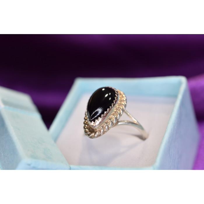 Sky Jewelry Винтажное Серебряное кольцо с  Черным Нефритом