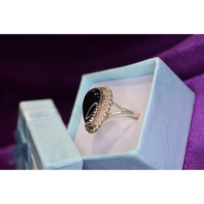 Sky Jewelry Винтажное Серебряное кольцо с  Черным Нефритом