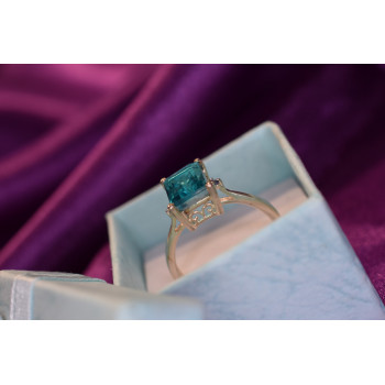 Sky Jewelry Серебряное кольцо с Аквамарином и маленькими камнями Турмалин Параиба