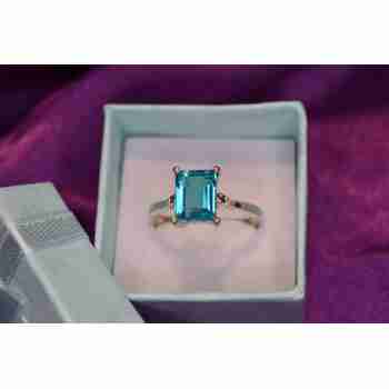Sky Jewelry Серебряное кольцо с Аквамарином и маленькими камнями Турмалин Параиба