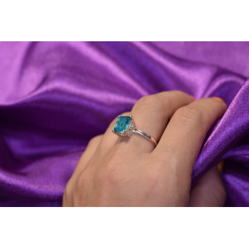 Sky Jewelry Серебряное кольцо с Аквамарином и маленькими камнями Турмалин Параиба