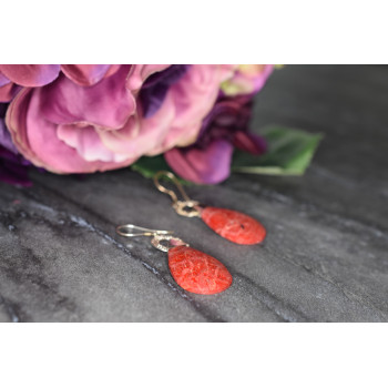 Sky Jewelry Винтажные Серебряные серьги с красной Яшмой