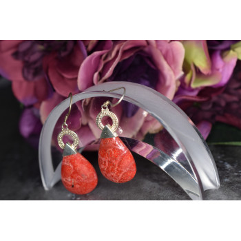 Sky Jewelry Винтажные Серебряные серьги с красной Яшмой