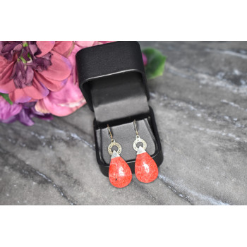 Sky Jewelry Винтажные Серебряные серьги с красной Яшмой