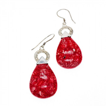 Sky Jewelry Винтажные Серебряные серьги с красной Яшмой