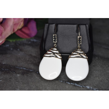 Sky Jewelry Серебряные серьги 925 пробы с  белым Агатом