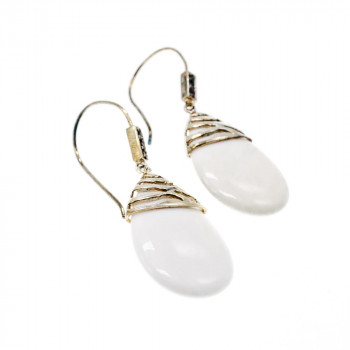 Sky Jewelry Серебряные серьги 925 пробы с  белым Агатом