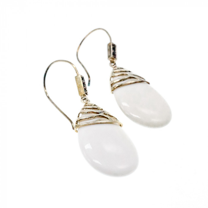 Sky Jewelry Серебряные серьги 925 пробы с  белым Агатом