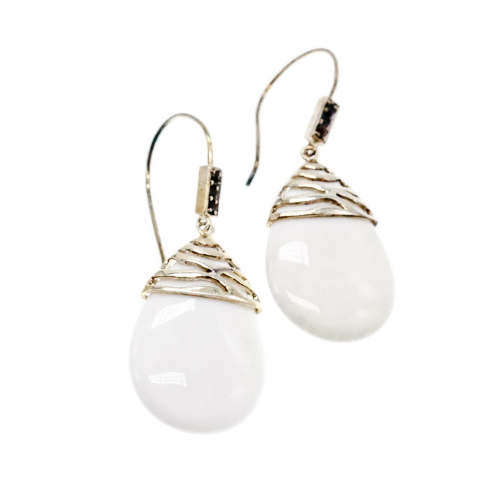Sky Jewelry Серебряные серьги 925 пробы с  белым Агатом