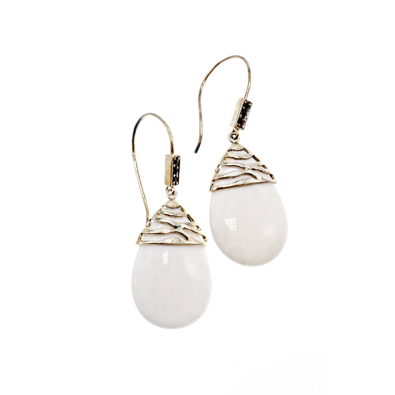 Sky Jewelry Серебряные серьги 925 пробы с  белым Агатом