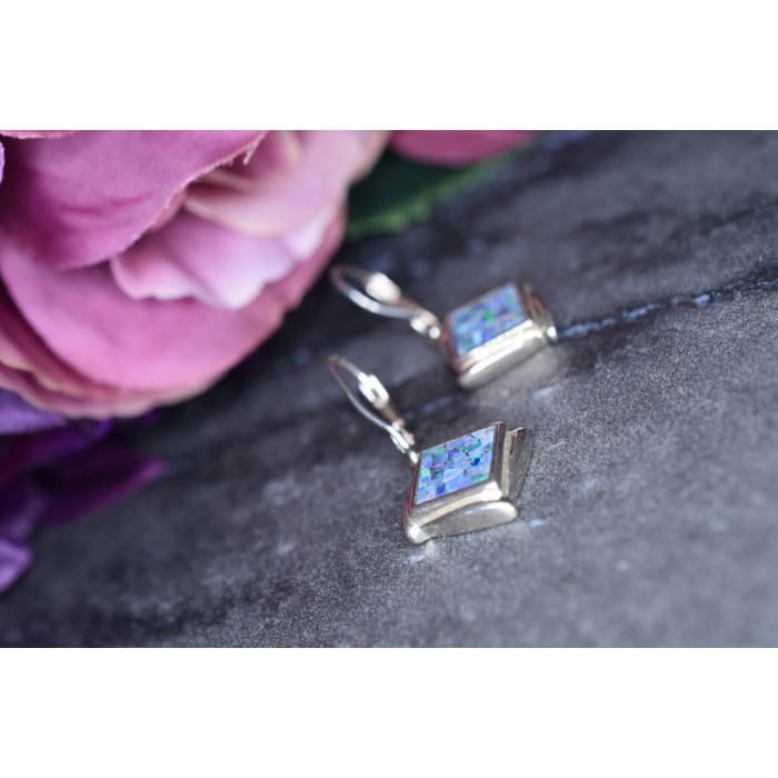 Sky Jewelry Серебряные серьги с Мозаика Опалом