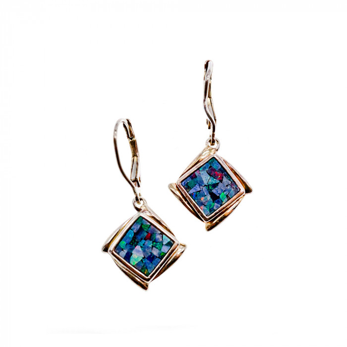 Sky Jewelry Серебряные серьги с Мозаика Опалом