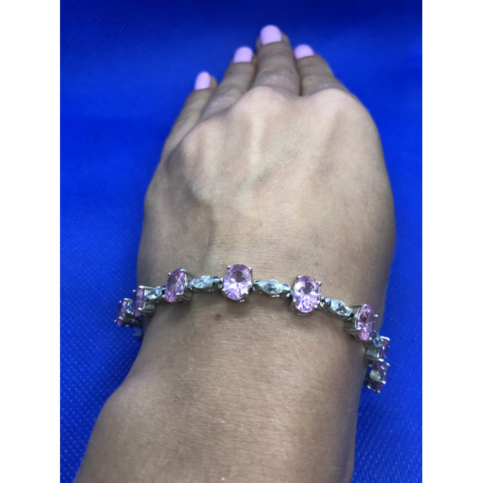 Sky Jewelry Браслет серебро 925 проба с розовым кварцем