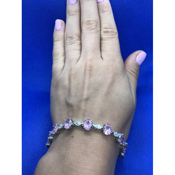 Sky Jewelry Браслет серебро 925 проба с розовым кварцем