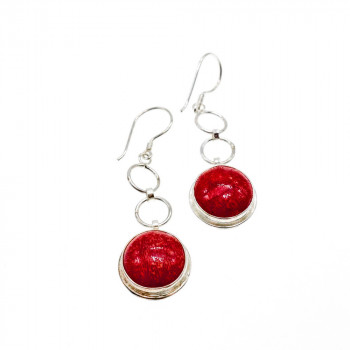 Sky Jewelry Серебряные серьги 925 пробы с красной Яшмой