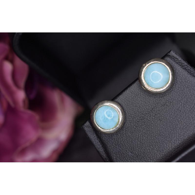 Sky Jewelry Серебряные серьги-гвоздики  с камнем Ларимар