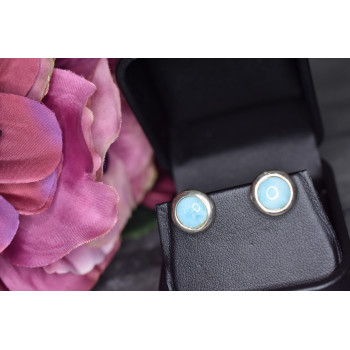 Sky Jewelry Серебряные серьги-гвоздики  с камнем Ларимар