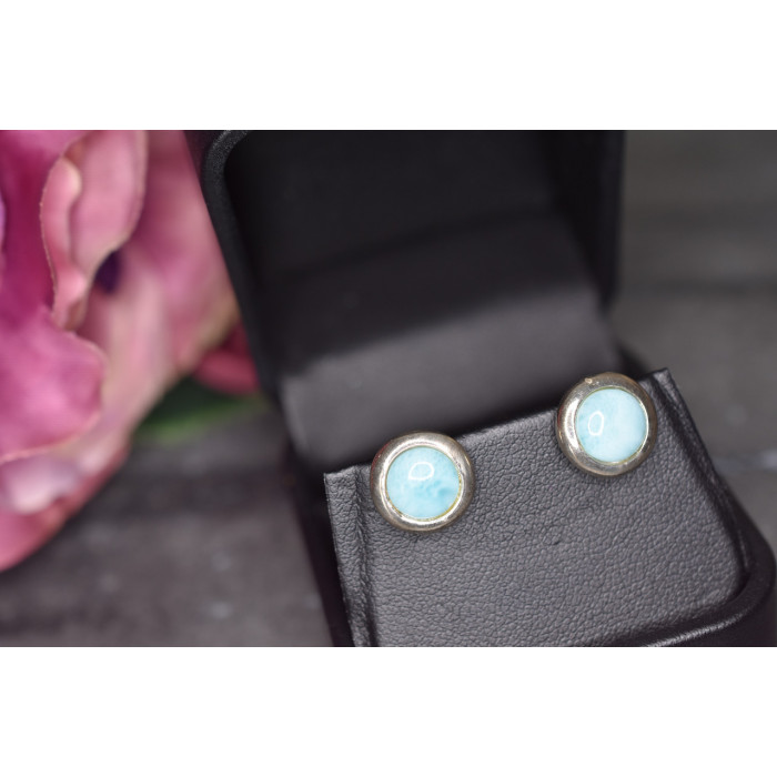 Sky Jewelry Серебряные серьги-гвоздики  с камнем Ларимар