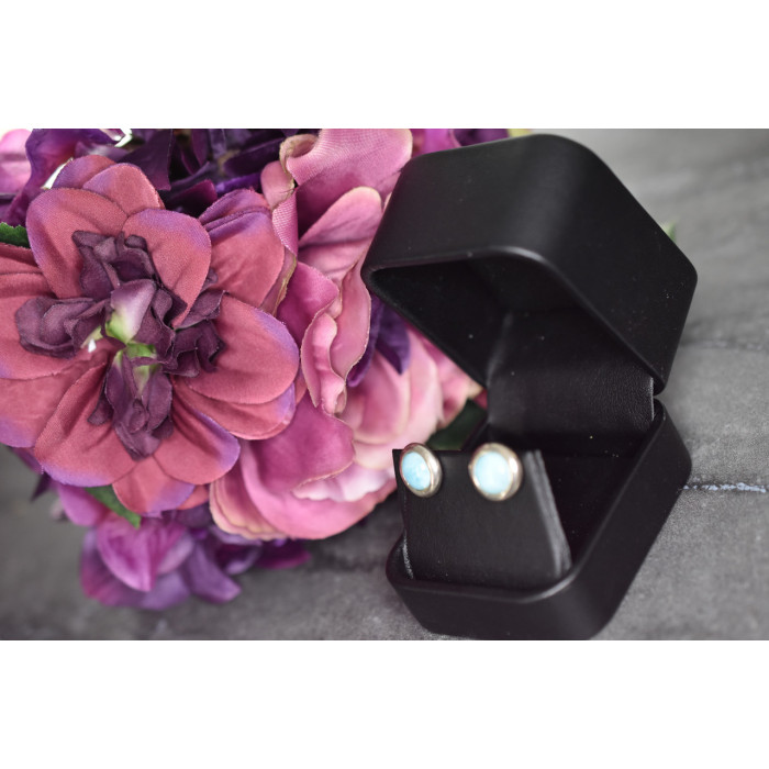 Sky Jewelry Серебряные серьги-гвоздики  с камнем Ларимар