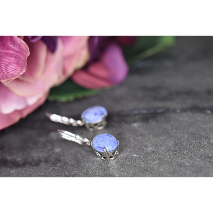 Sky Jewelry Серебряные серьги 925 пробы с  Сиреневым  Агатом